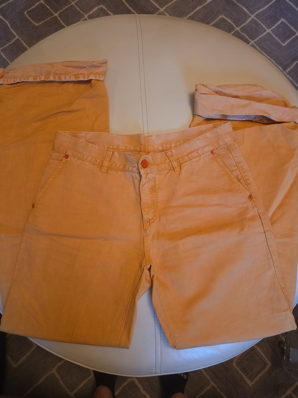 ETRO Italy Cotton Linen Pants Size 32 Peach Orange Designer Trousers